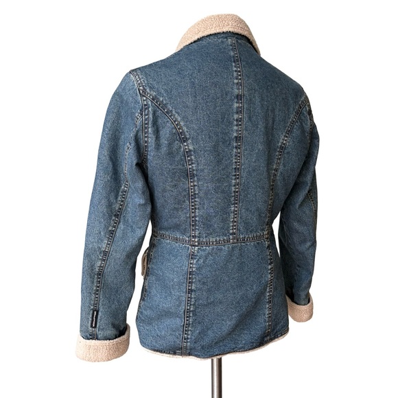 CoffeeShop Denim Jacket, Faux Fur Lining, Sz S - Picture 6 of 12